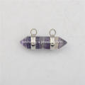 Natural Amethyst Hexagonal Pendant Plated Silver for Women Jewelry Necklace